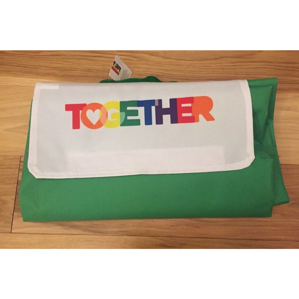 Green Rainbow Pride picnic blanket “Together” 68”x 53”